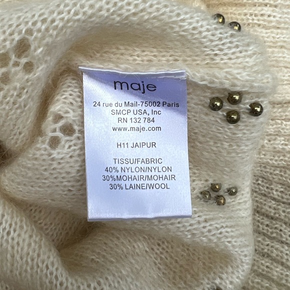 MAJE/Preowned Women's Mohair Wool Blend Crew Neck Sweater Long Sleeve sz 1 - Picture 10 of 10